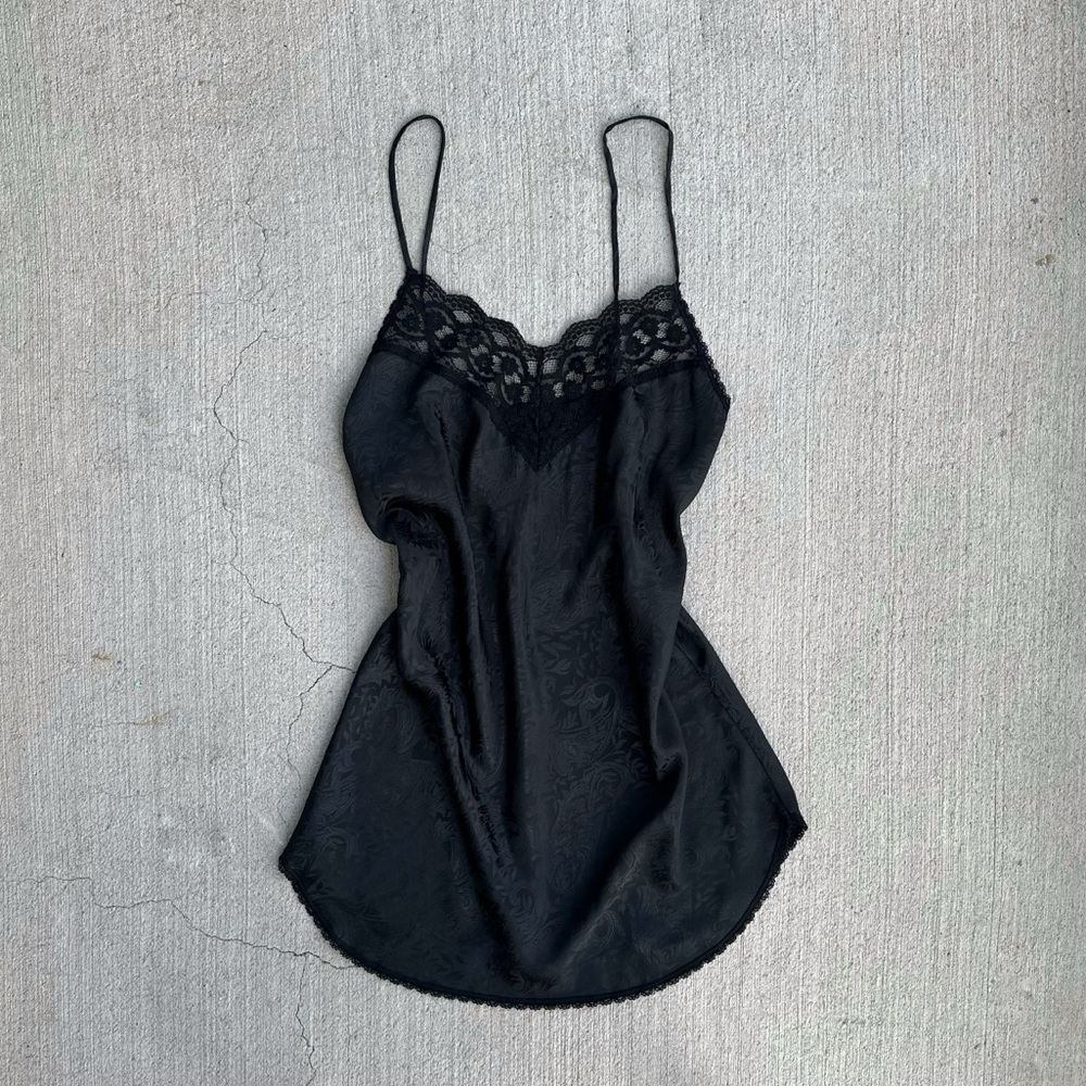 vintage black satin slip